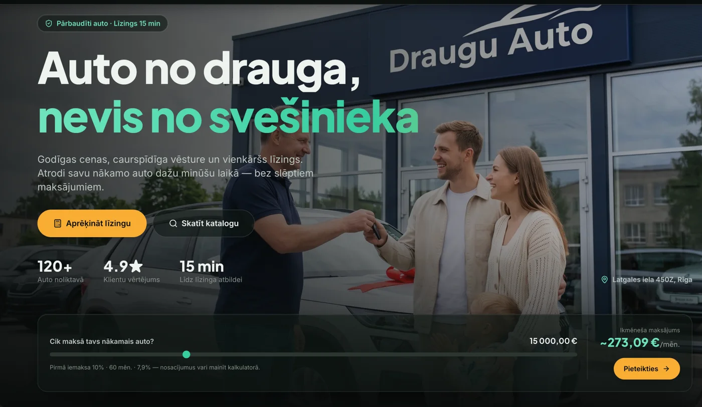 DRAUGUAUTO.LV — platformas ekrānuzņēmums